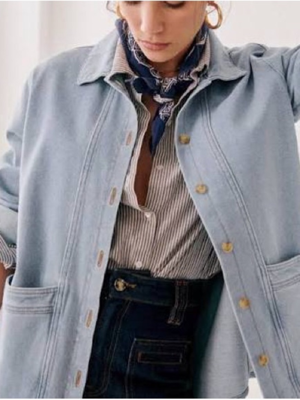 Sezane Snow Blue Denim Will Jacket - Picture 5 of 6
